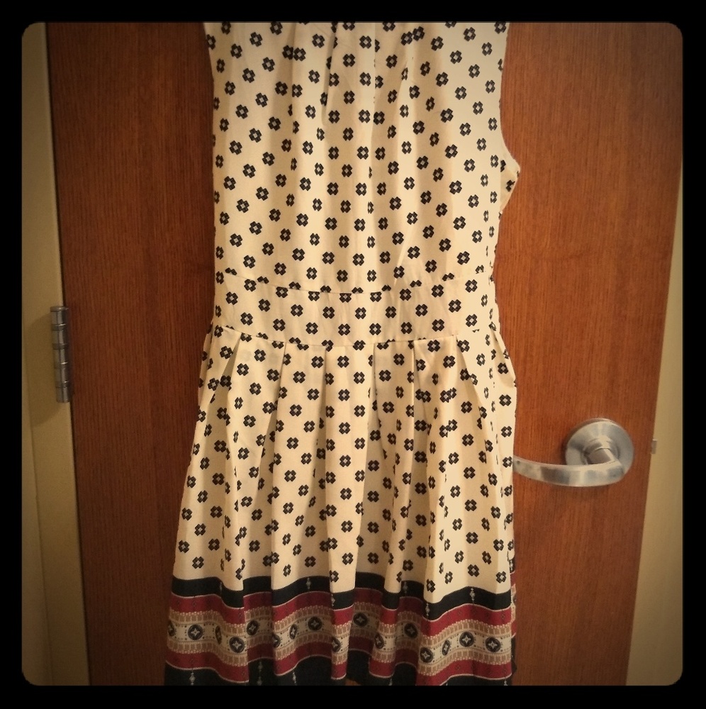 Short Red, Black and White Dress with Belt